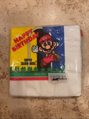 Rare Nintendo Super Mario Birthday Napkins in Yellow, Blue, Red